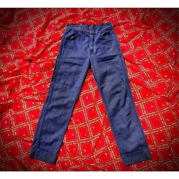 Vtg 1950s Rockabilly VLV Country Western Workwear Dark Denim Blue Jeans Sz 28-29 - Picture 1 of 7